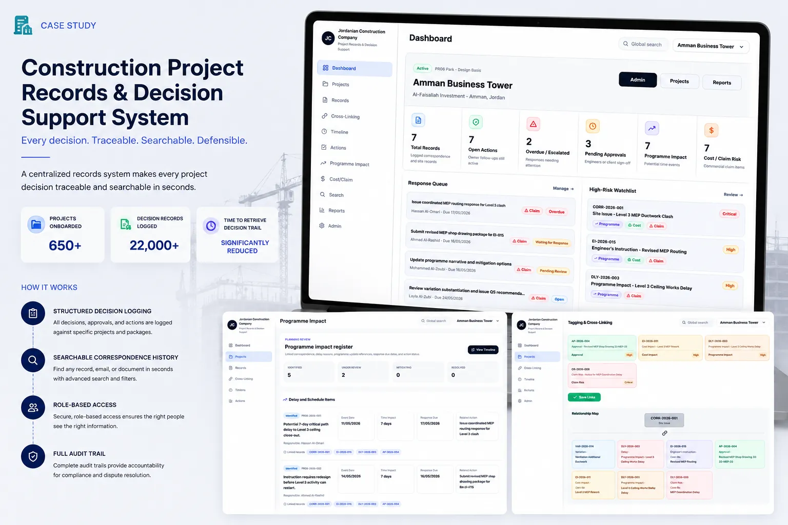 Construction project records and decision support system