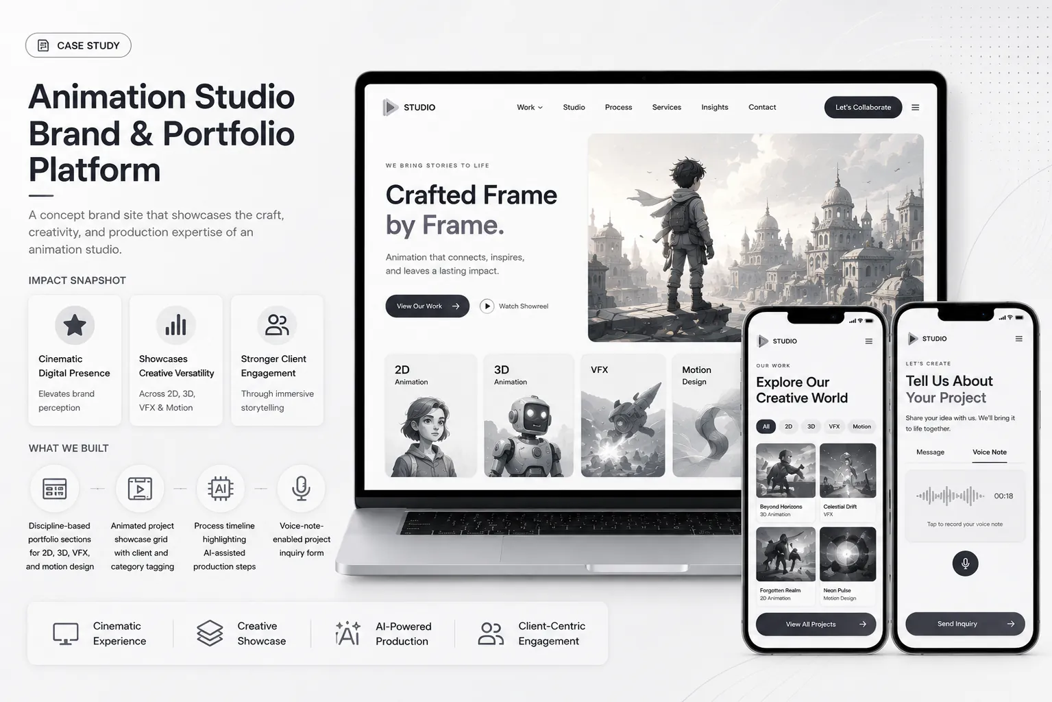 Animation studio brand and portfolio platform