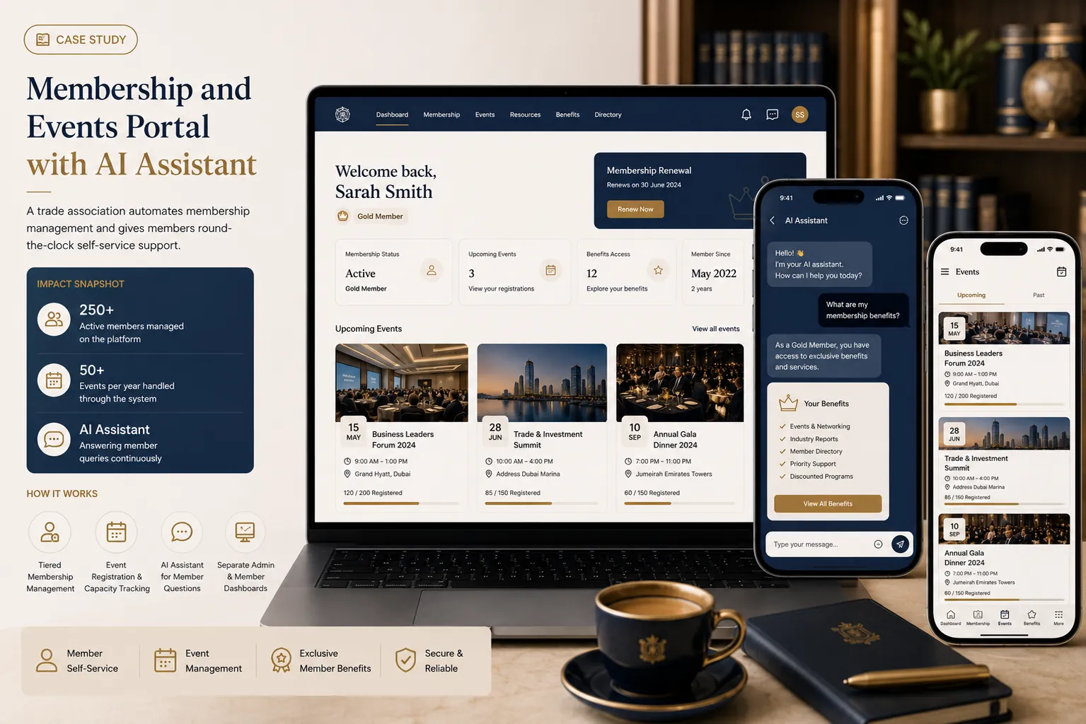 Cover image for Membership and events portal with AI Assistant